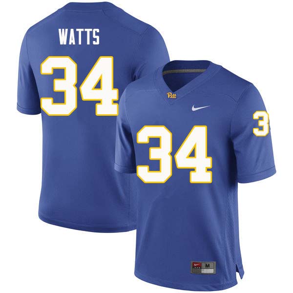 Men #34 Amir Watts Pittsburgh Panthers College Football Jerseys Sale-Royal